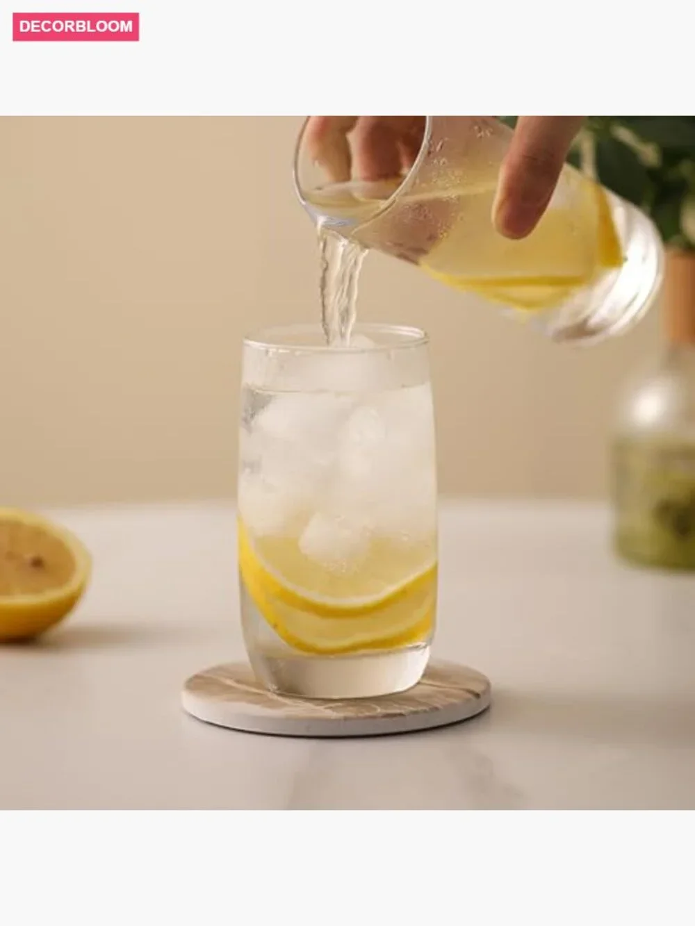 Set of 6 Absorbent Stone Coasters with Holder - Home Decor